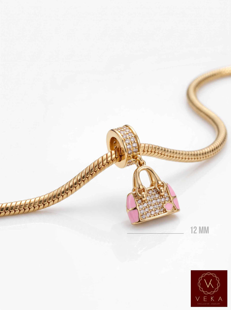14K Gold Mini Purse Slide Charm for Charm Bracelets