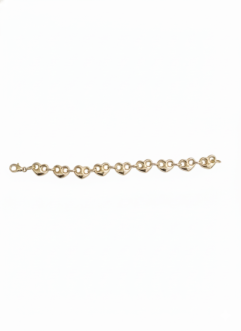 10K Gold Puffed Heart Bracelet for Women - 7 Inch 💛