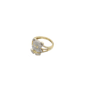 View of the solid 10k yellow gold band and high-quality construction of the teddy bear ring