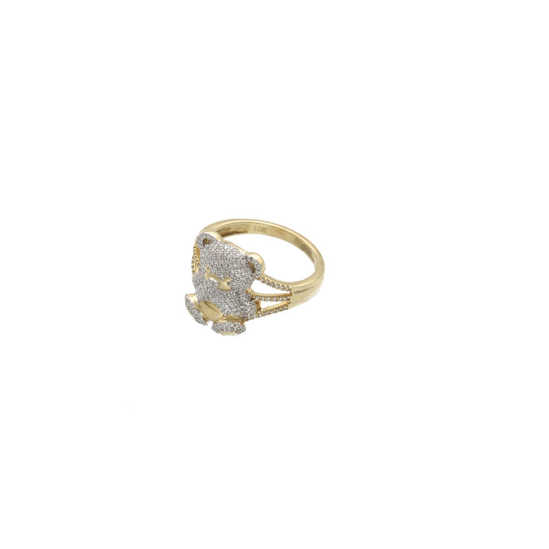 View of the solid 10k yellow gold band and high-quality construction of the teddy bear ring