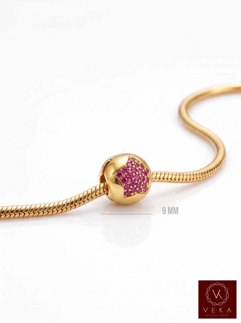 14K Gold Fuchsia Star Mini Clip Charm for Bracelets