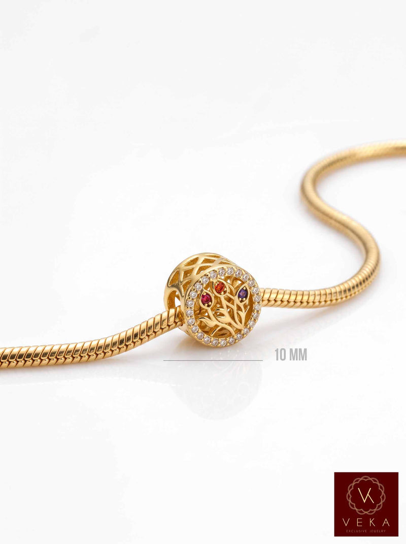 14k Gold Blooming Tulips Mini Slide Charm for Bracelet.