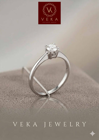 Veka Jewelry logo with 0.30 CTW natural diamond solitaire engagement ring in 14K white gold