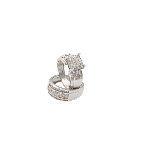 14k White gold Natural Diamond Trio Wedding Rings