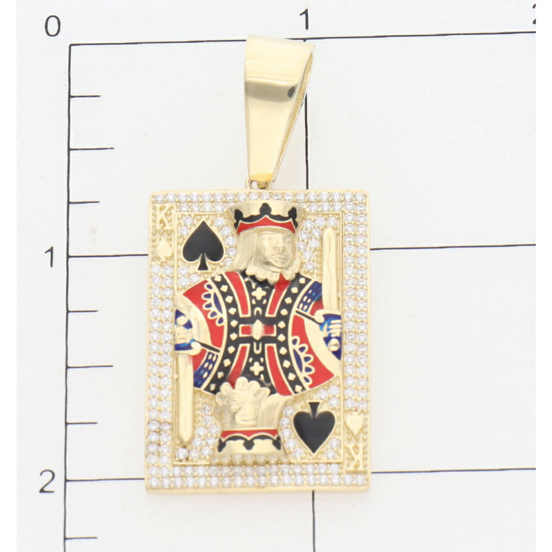 10K G & cz  King Of Hearts Card Charm W:9.7
