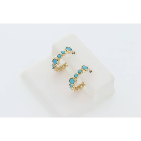 14 Karat Gold Fancy Turquoise Stones Earrings W:2.4