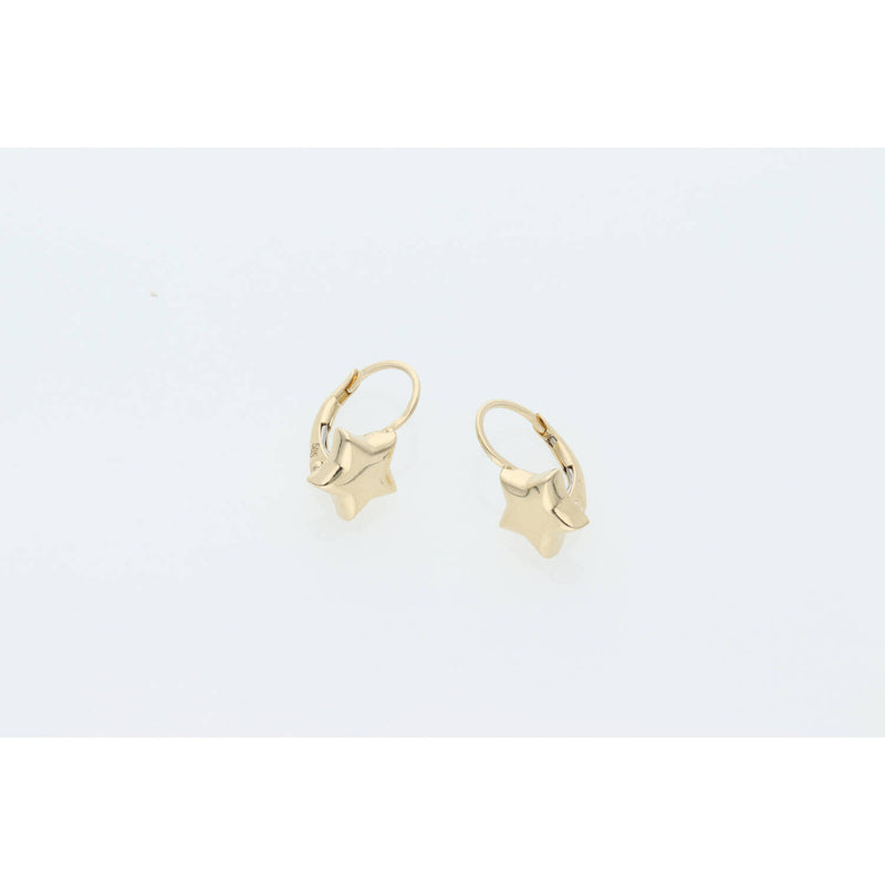 14 Karat Gold Star Small Hoops Earring W:2.8
