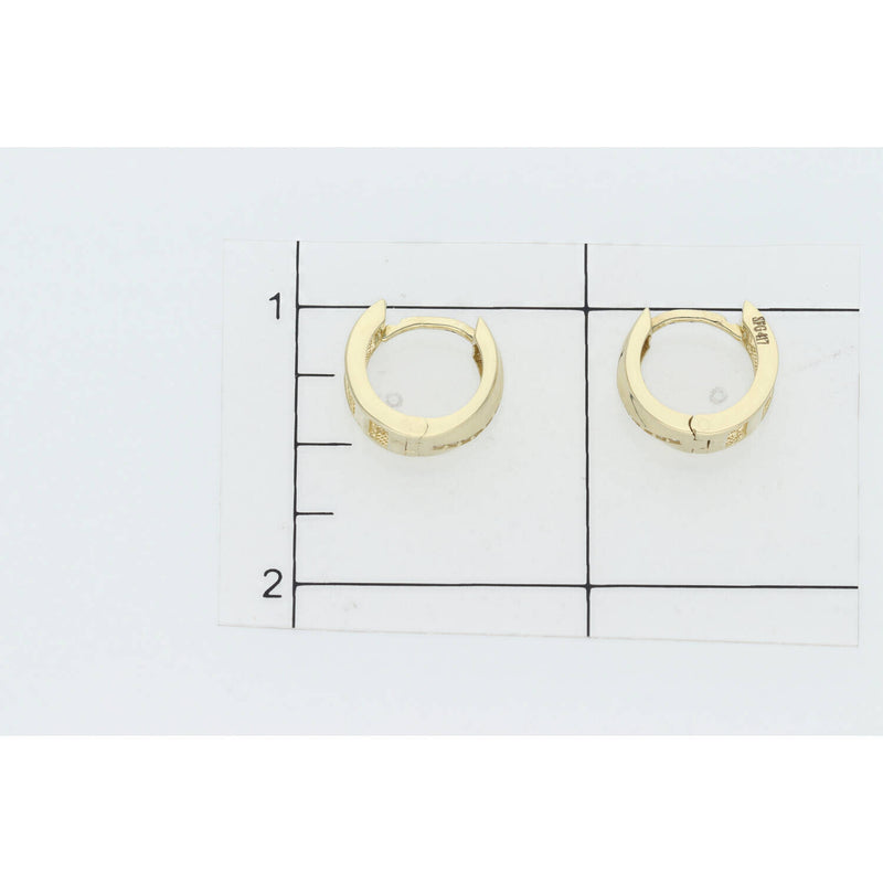 10 Karat Gold Cz Small Wide Hoops Earring W:3.8