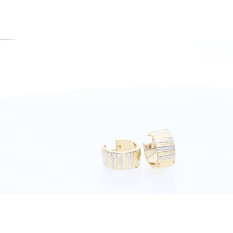 14 Karat Gold Two Tone DCut Hoop Earring W:3