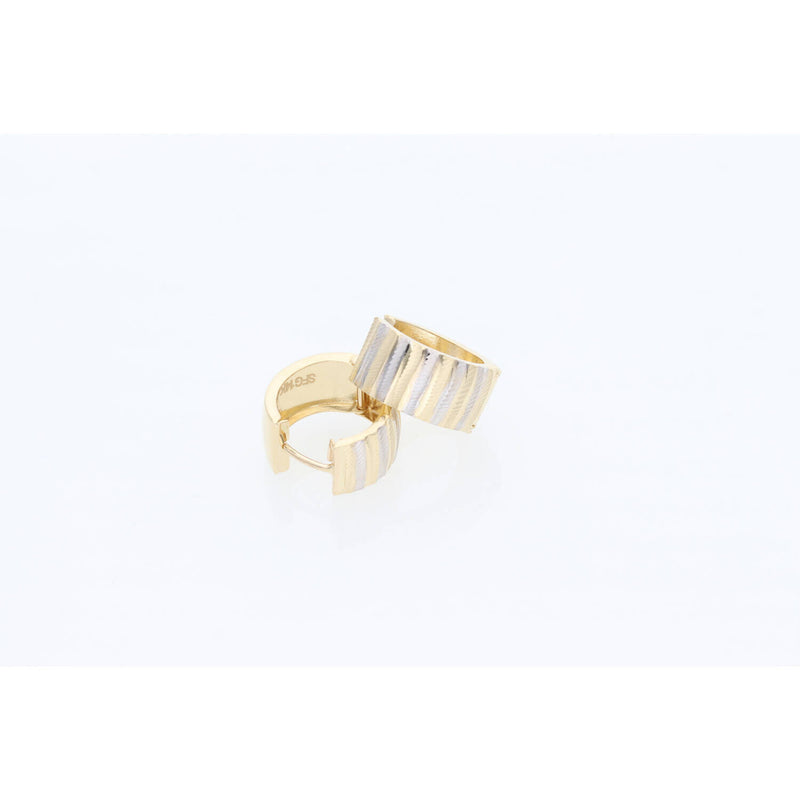 14 Karat Gold Two Tone DCut Hoop Earring W:3
