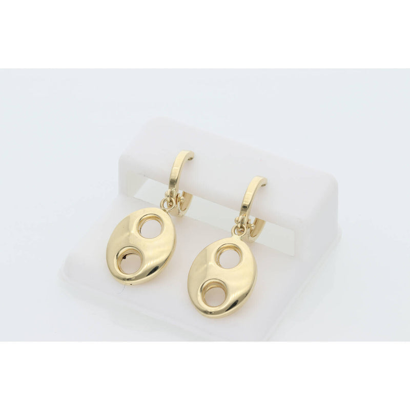 14 Karat Gold Puff Mariner Hoops Earring W:2.4