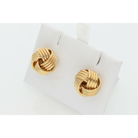 14 Karat Gold Big Knots Earrings W: 2.9