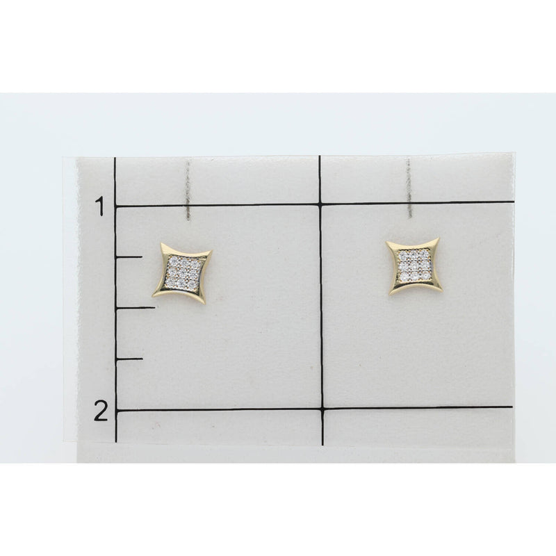 10 Karat Gold Cz Square Star Earring W:0.9