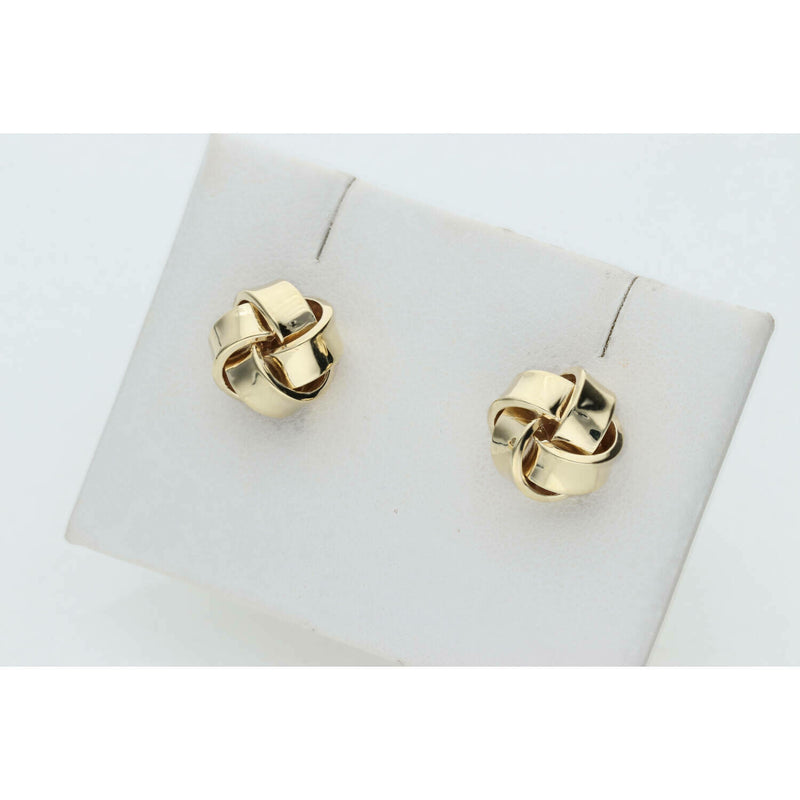 10 Karat Gold Plain Knots Earrings W: 2.1