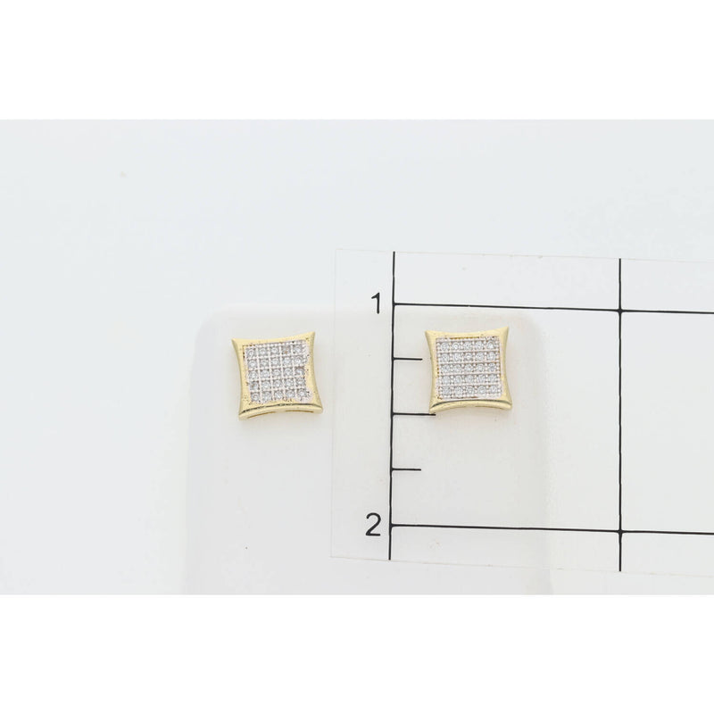 14 Karat Gold Cz Square Stud Earring W:2.5