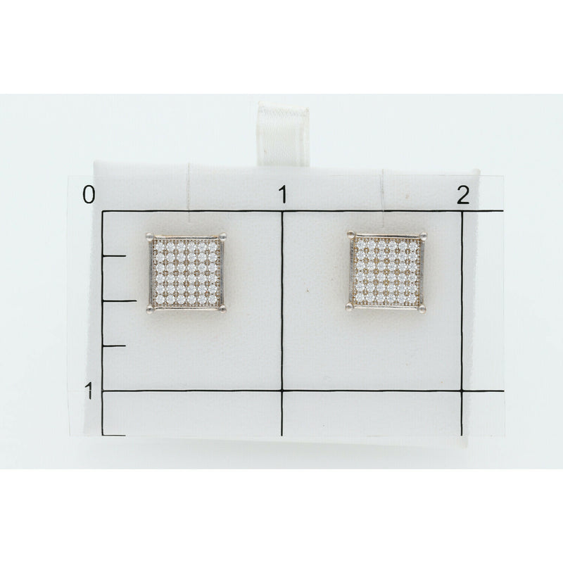 10 Karat Gold & Cz Square Earrings W: 3.3