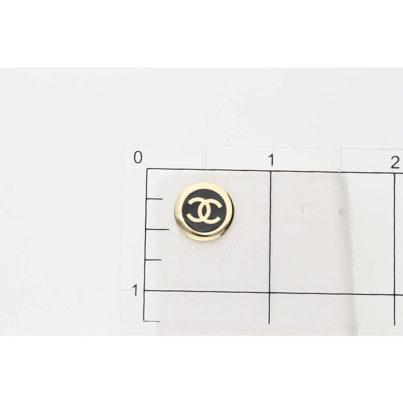 14 Karat Gold "CC" Round Onyx Stud Earring W:2.7