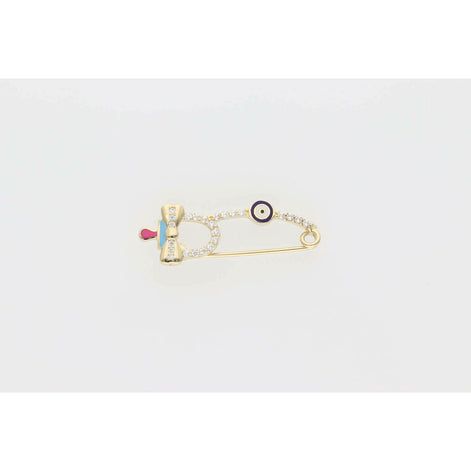 10 Karat Gold & Cz Eye Pacifier Pin Charm W: 1.4