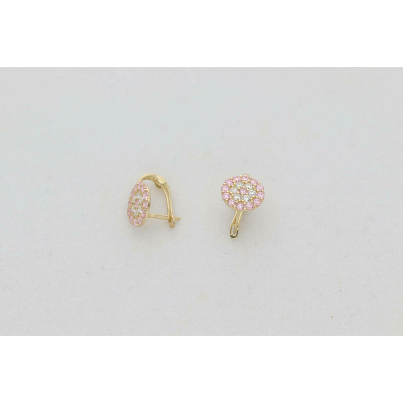 14KGCz White Pink Flower Circle Earring Hps W:1.2