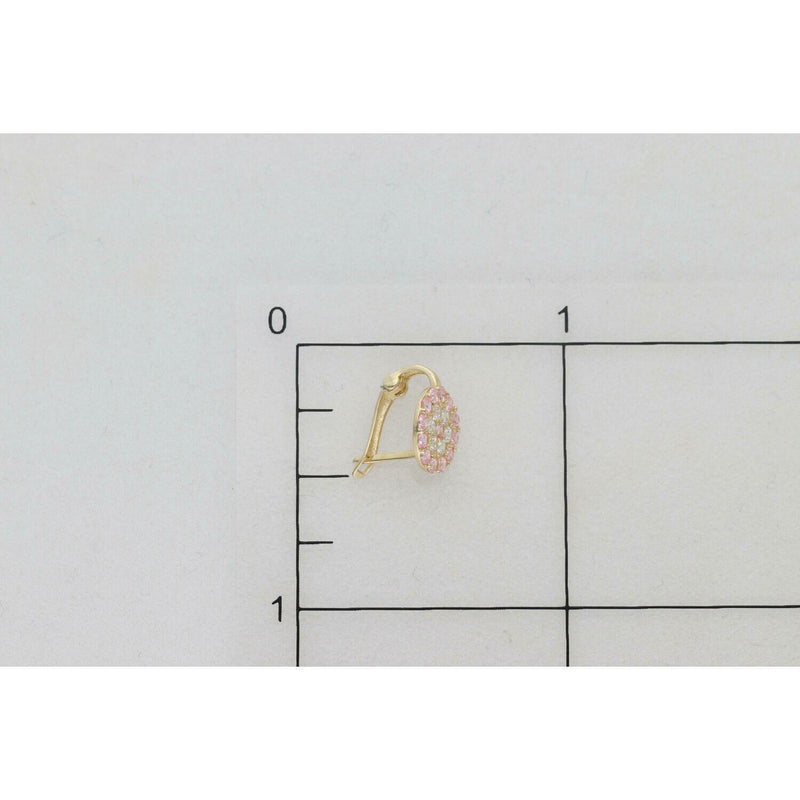 14KGCz White Pink Flower Circle Earring Hps W:1.2