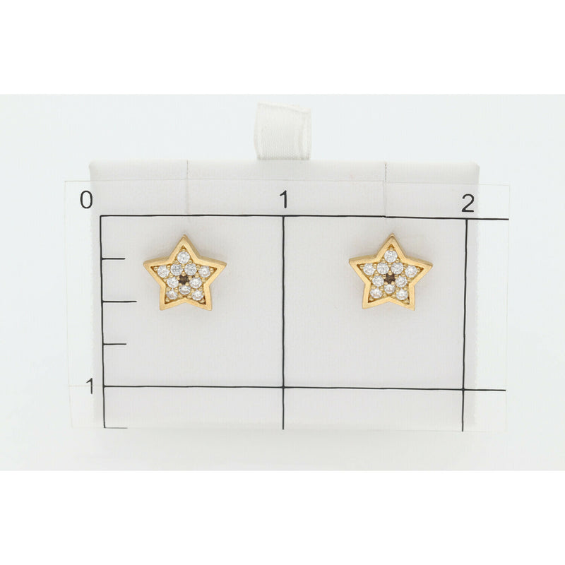 10 Karat Gold & Cz Star Earrings W: 1.5