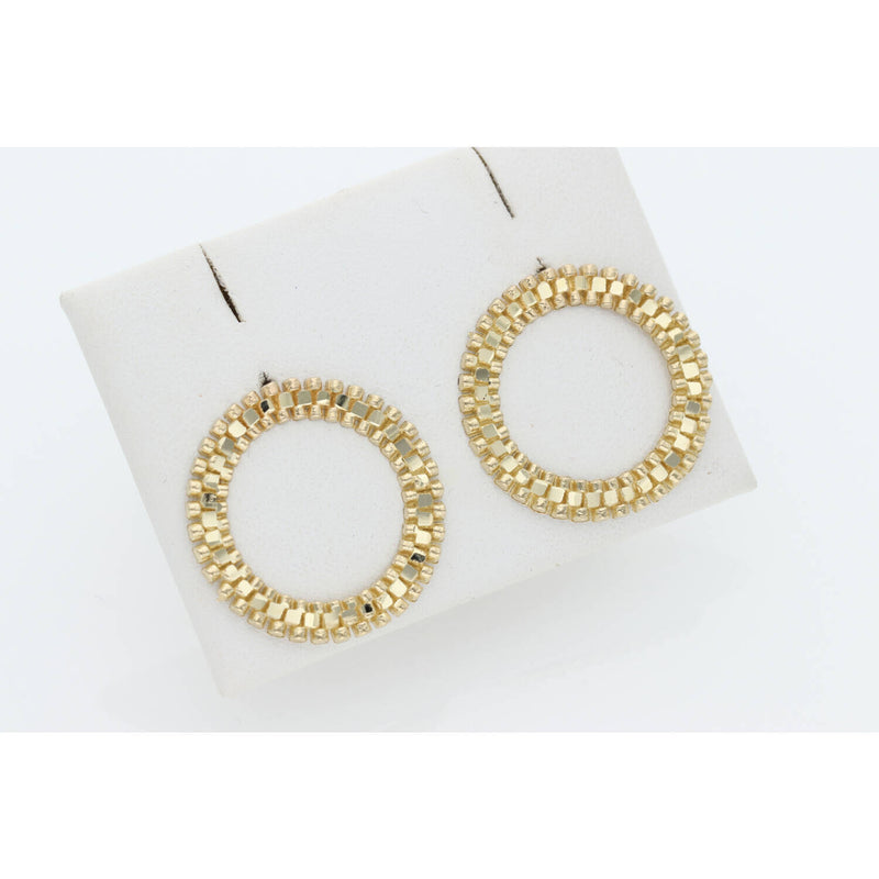 10 Karat Gold WatchLink Circle Stud Earring W:3.6