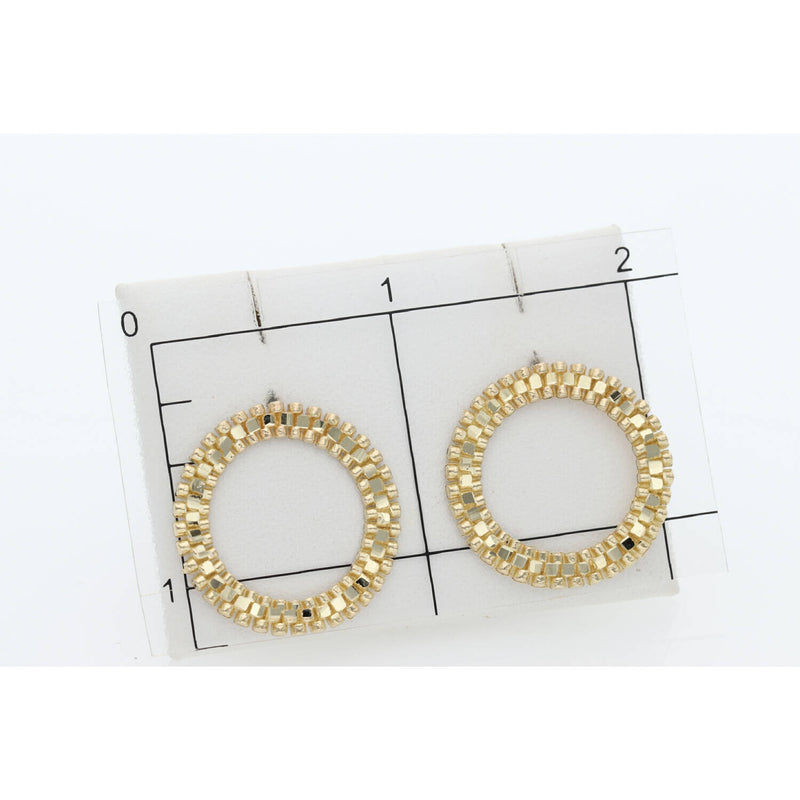 10 Karat Gold WatchLink Circle Stud Earring W:3.6