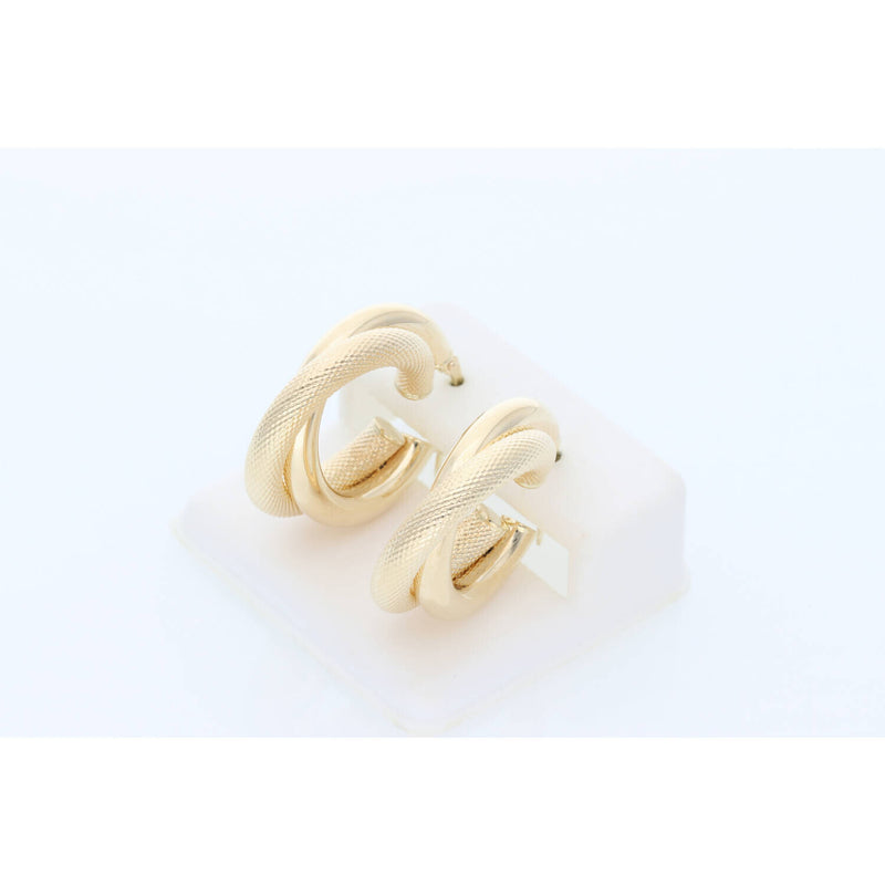14K Gold Hoops Textured & Plain W:4.4