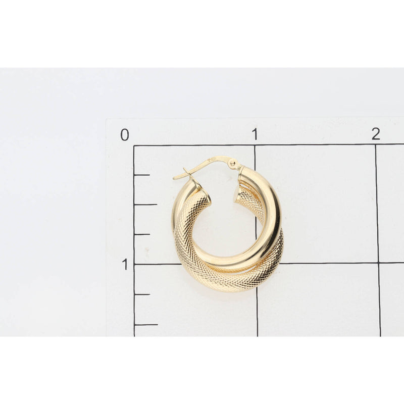 14K Gold Hoops Textured & Plain W:4.4