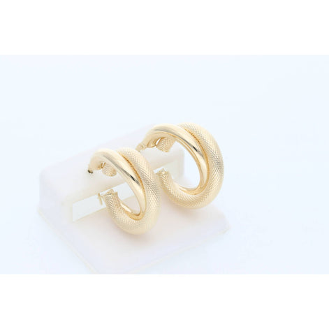 14K Gold Hoops Textured & Plain W:4.4