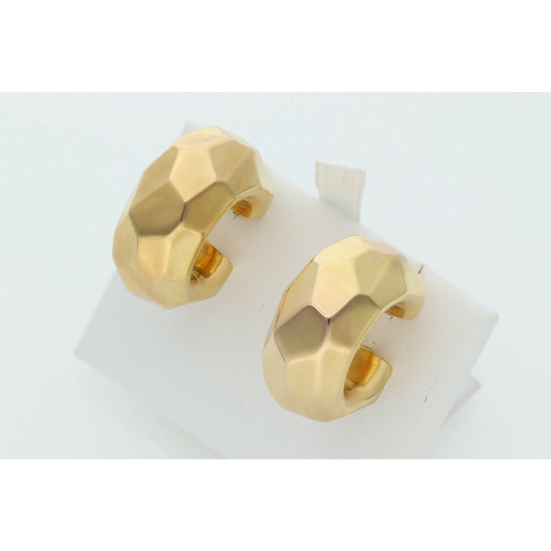 14K Gold Carved Stone Hoops W: 6.7