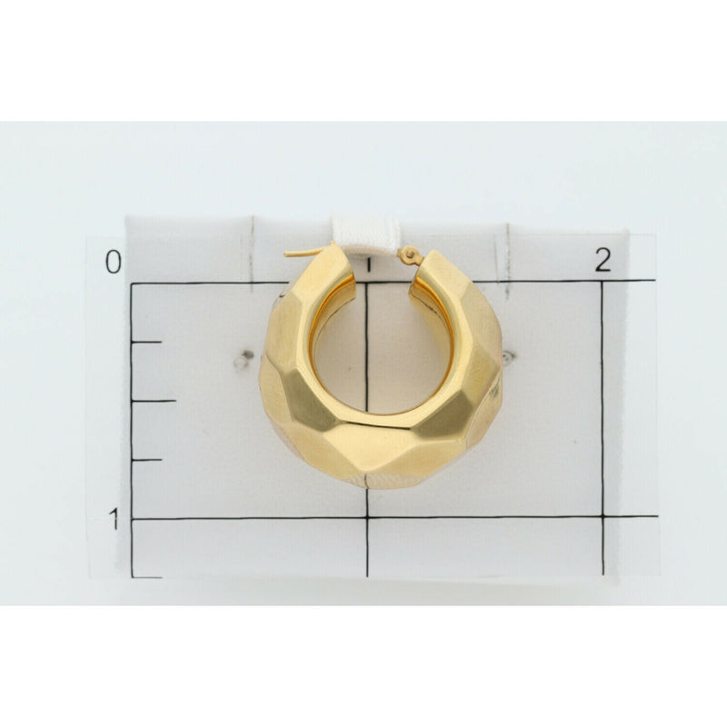 14K Gold Carved Stone Hoops W: 6.7