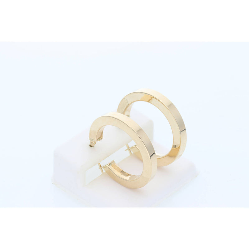 14K Gold Plain Thick Medium Hoops Earring W:3.3
