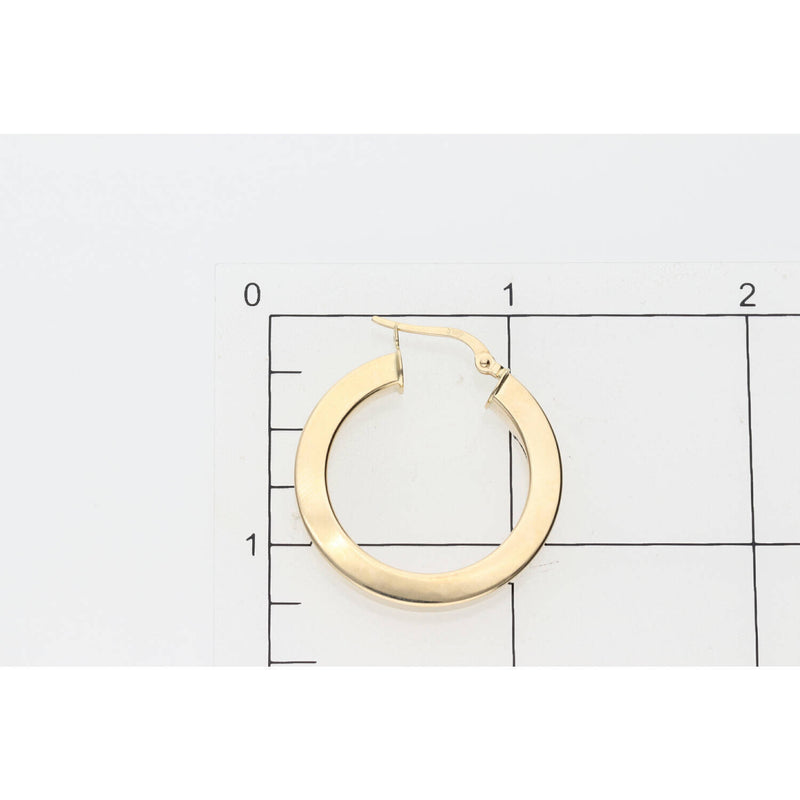 14K Gold Plain Thick Medium Hoops Earring W:3.3