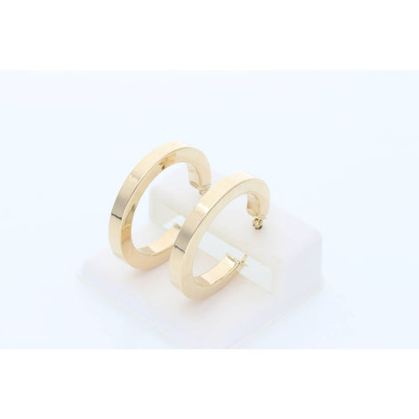 14K Gold Plain Thick Medium Hoops Earring W:3.3