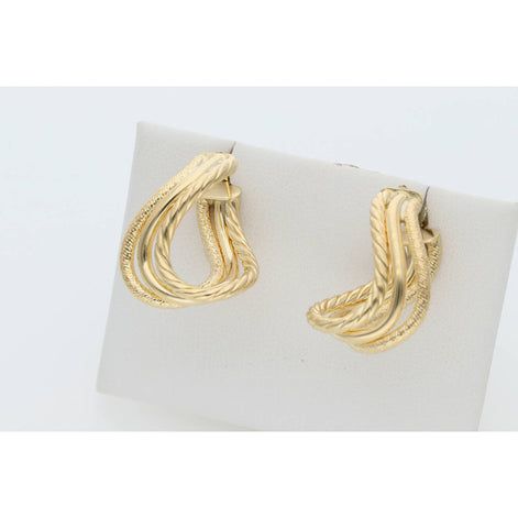 14 Karat Gold 3 In 1 Hoops Earring W:3.1