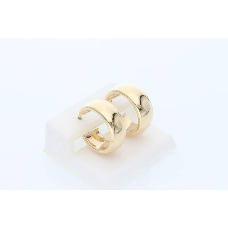 14 Karat Gold Wide Plain Hoops Small Earring W:3.8