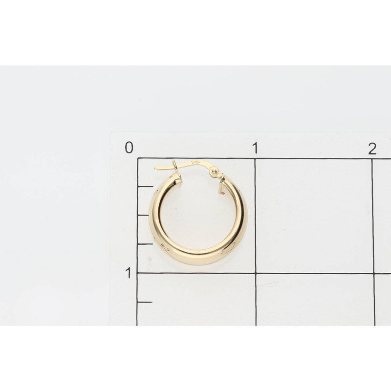 14 Karat Gold Wide Plain Hoops Small Earring W:3.8