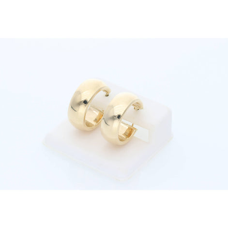 14 Karat Gold Wide Plain Hoops Small Earring W:3.8