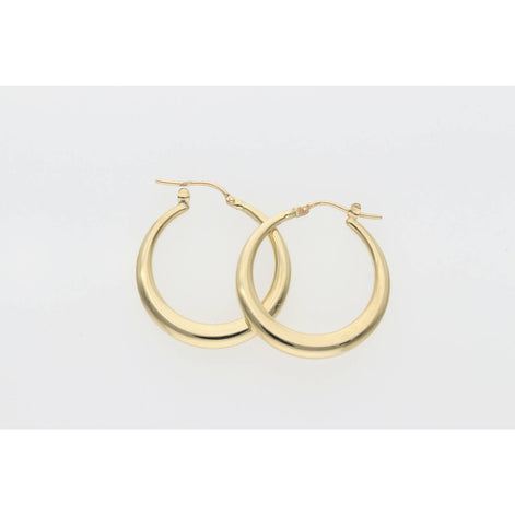 14 Karat Gold Plain Flat Hoops Earring W:2.6