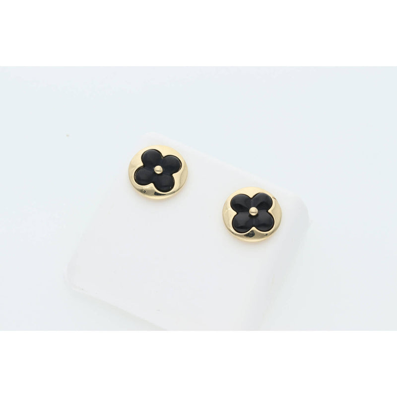 14 Karat Gold Flower Stud Earring W:2.7