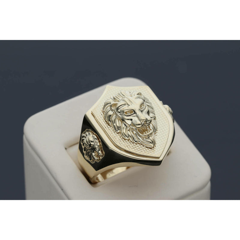 14 Karat Gold Lion Shield Ring