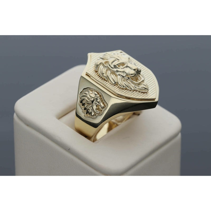 14 Karat Gold Lion Shield Ring