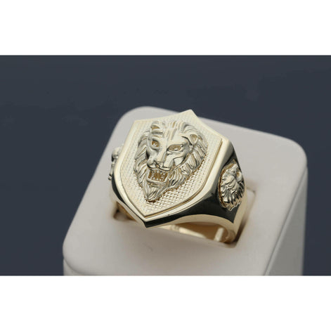 14 Karat Gold Lion Shield Ring