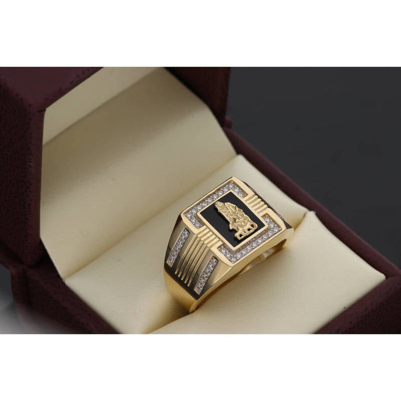 14 Karat Gold Cz San Lazaro Square Onyx Stone Ring