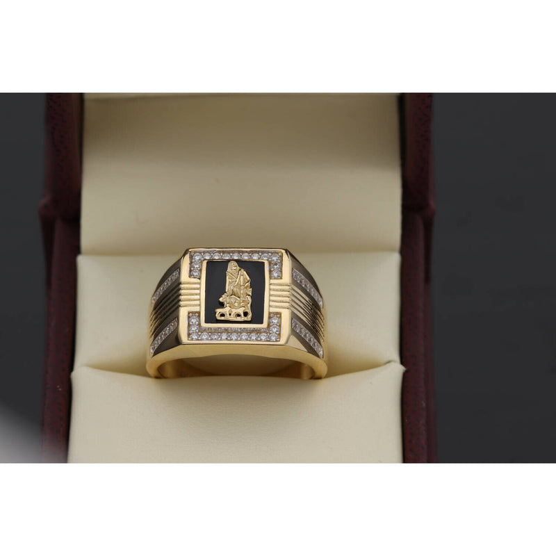 14 Karat Gold Cz San Lazaro Square Onyx Stone Ring