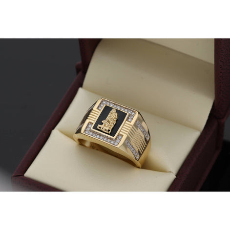 14 Karat Gold Cz San Lazaro Square Onyx Stone Ring