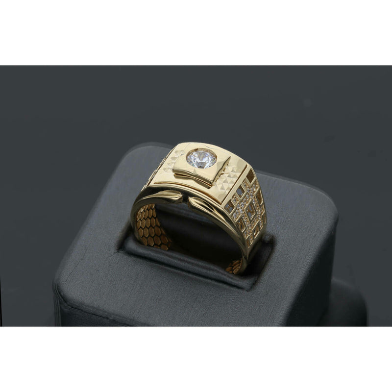 14 Karat Gold Square Round Stone Ring