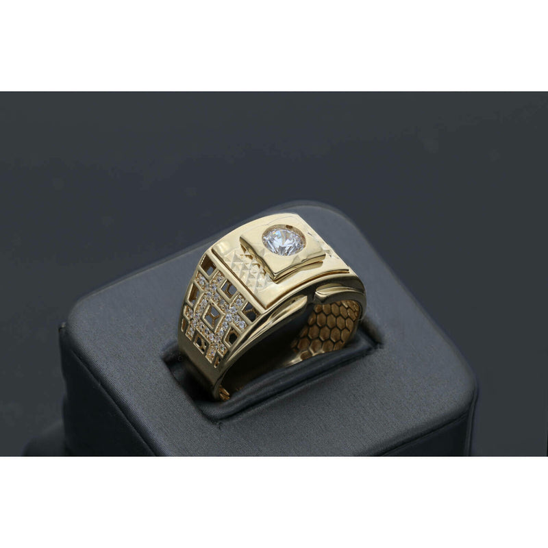 14 Karat Gold Square Round Stone Ring