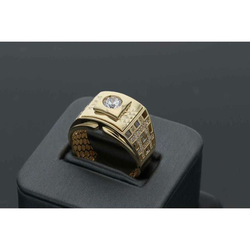14 Karat Gold Square Round Stone Ring